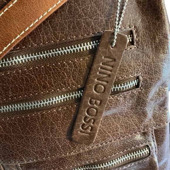 Nino Bossi Brown Crossbody Modern Bag Purse Multiple Zipper Compartments-NWOT - Picture 16 of 16